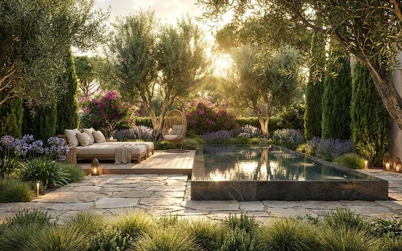 تصميم مناظر طبيعية وحدائق وفناءات خارجية