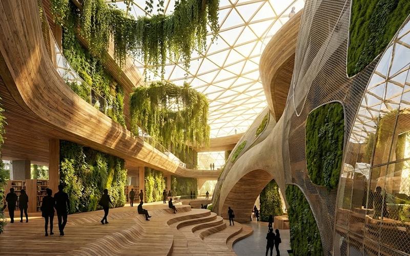 تصميم معماري مستقبلي بيوفيلي ثوري